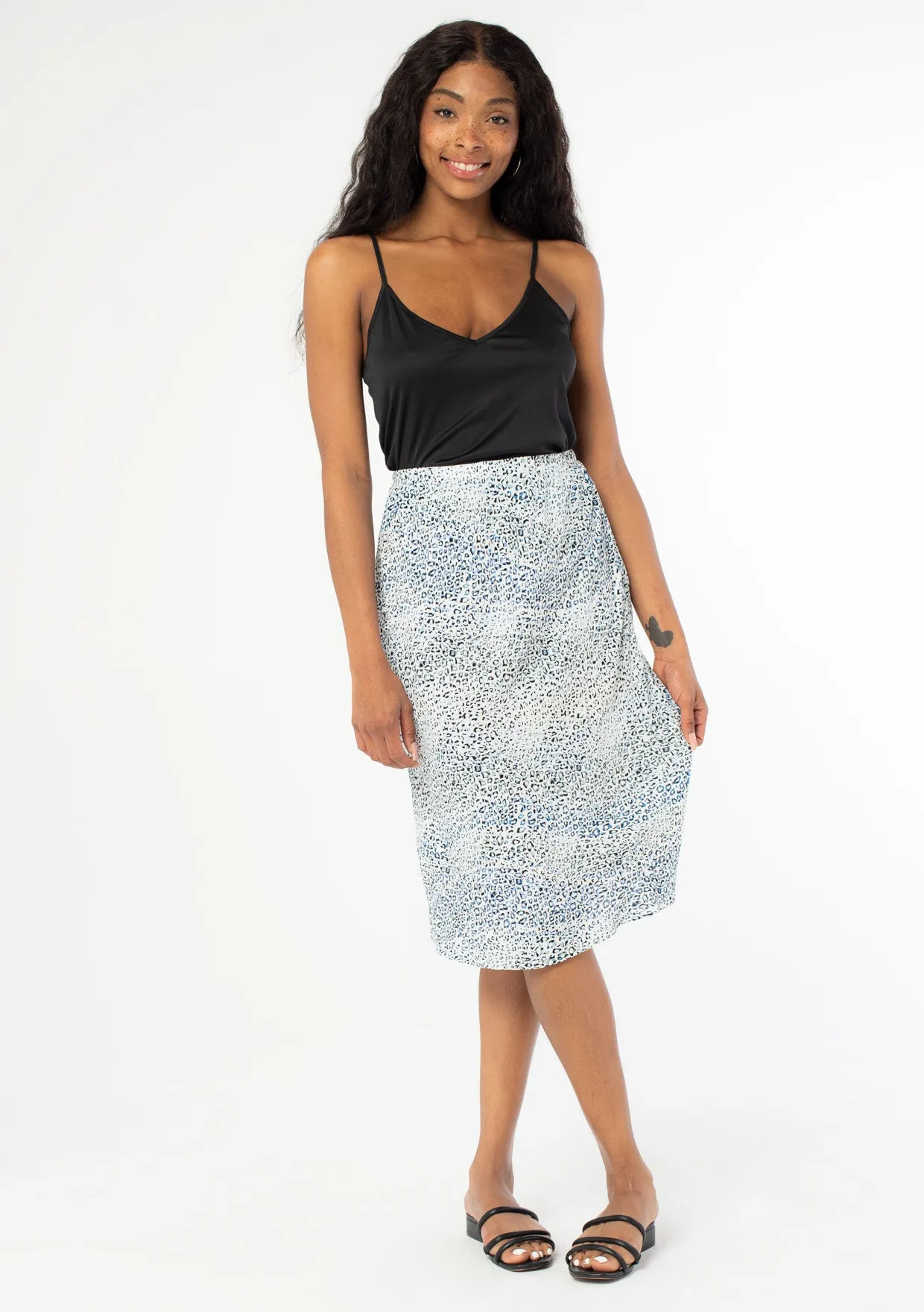 Abstract Leopard Print Midi Skirt