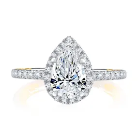 A.Jaffe Engagement Rings Classic Two Tone Halo Pear Cut Diamond Engagement Ring MECPS2332Q/145