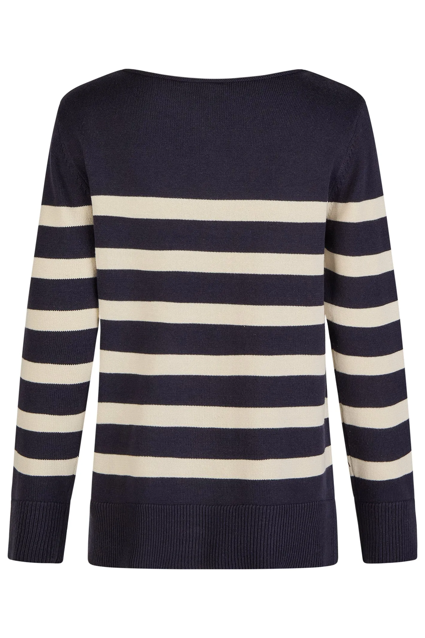 Barbara Lebek 86220052 Navy Striped Boat Neck Jumper
