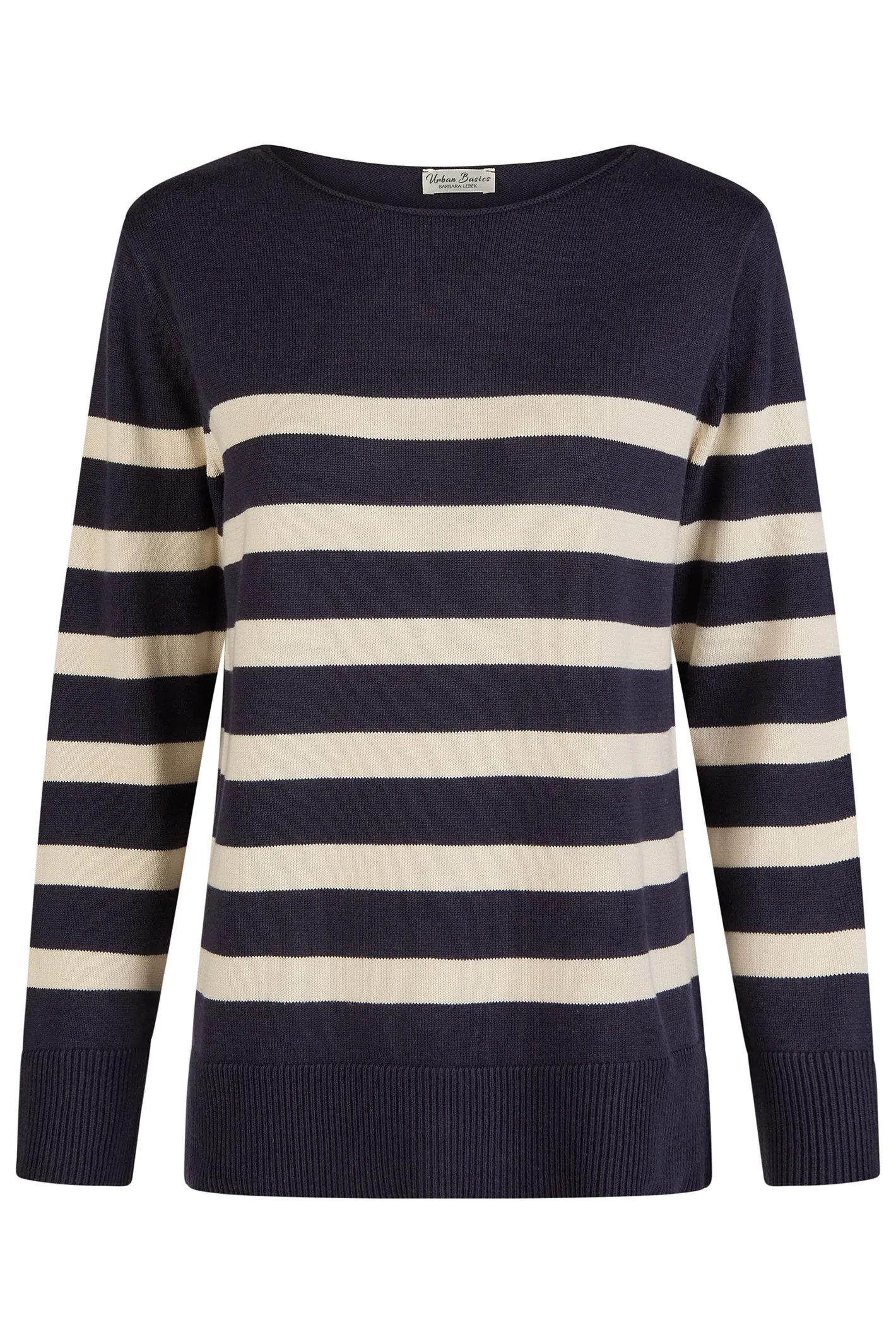 Barbara Lebek 86220052 Navy Striped Boat Neck Jumper