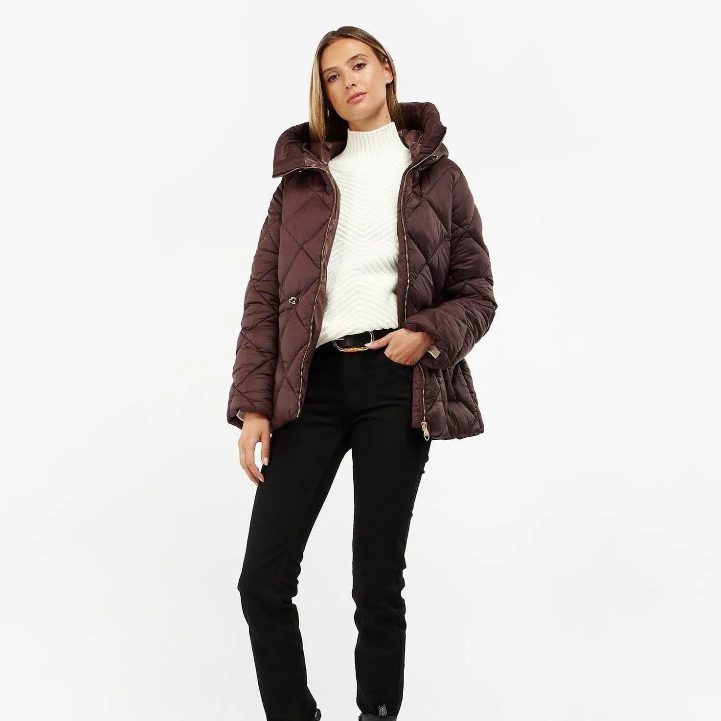 Barbour International Napier Quilted Jacket in Black Cherry