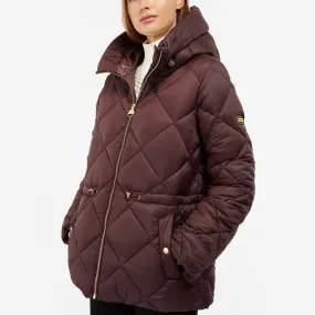 Barbour International Napier Quilted Jacket in Black Cherry