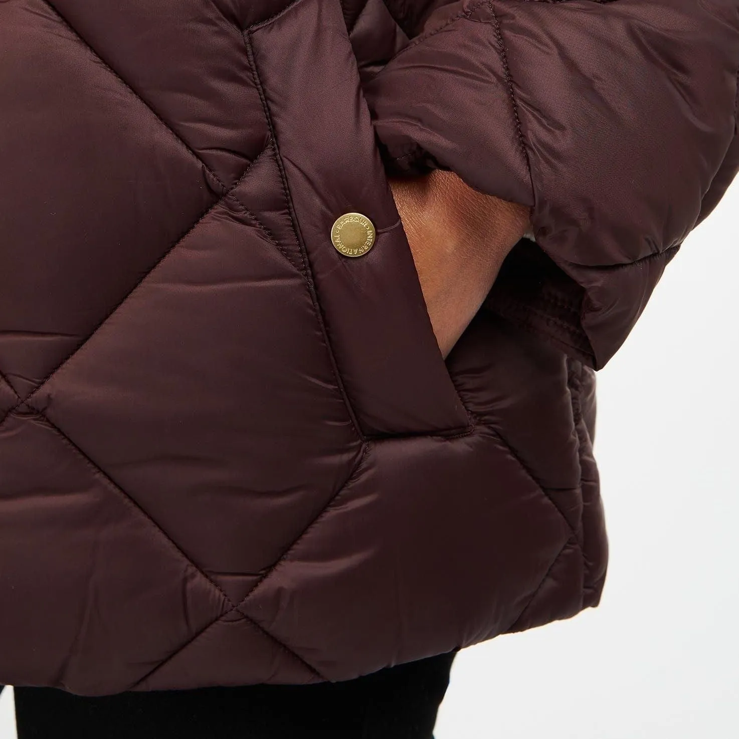 Barbour International Napier Quilted Jacket in Black Cherry
