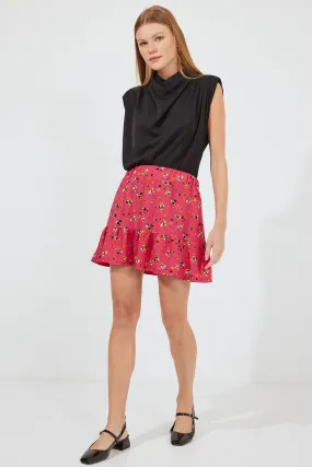 BGD Women Patterned Viscose Mini Skirt - Red - Avondale