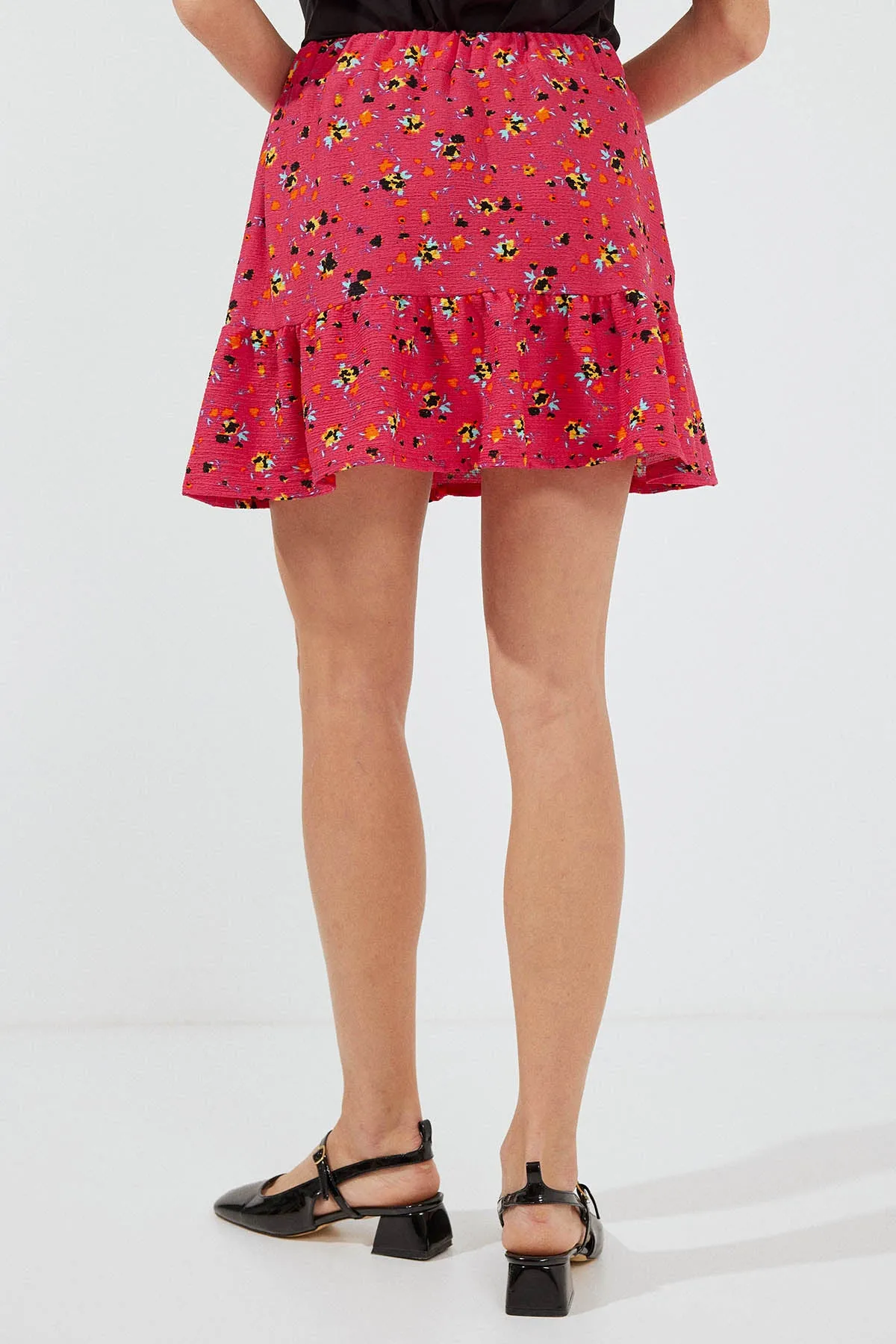 BGD Women Patterned Viscose Mini Skirt - Red - Avondale