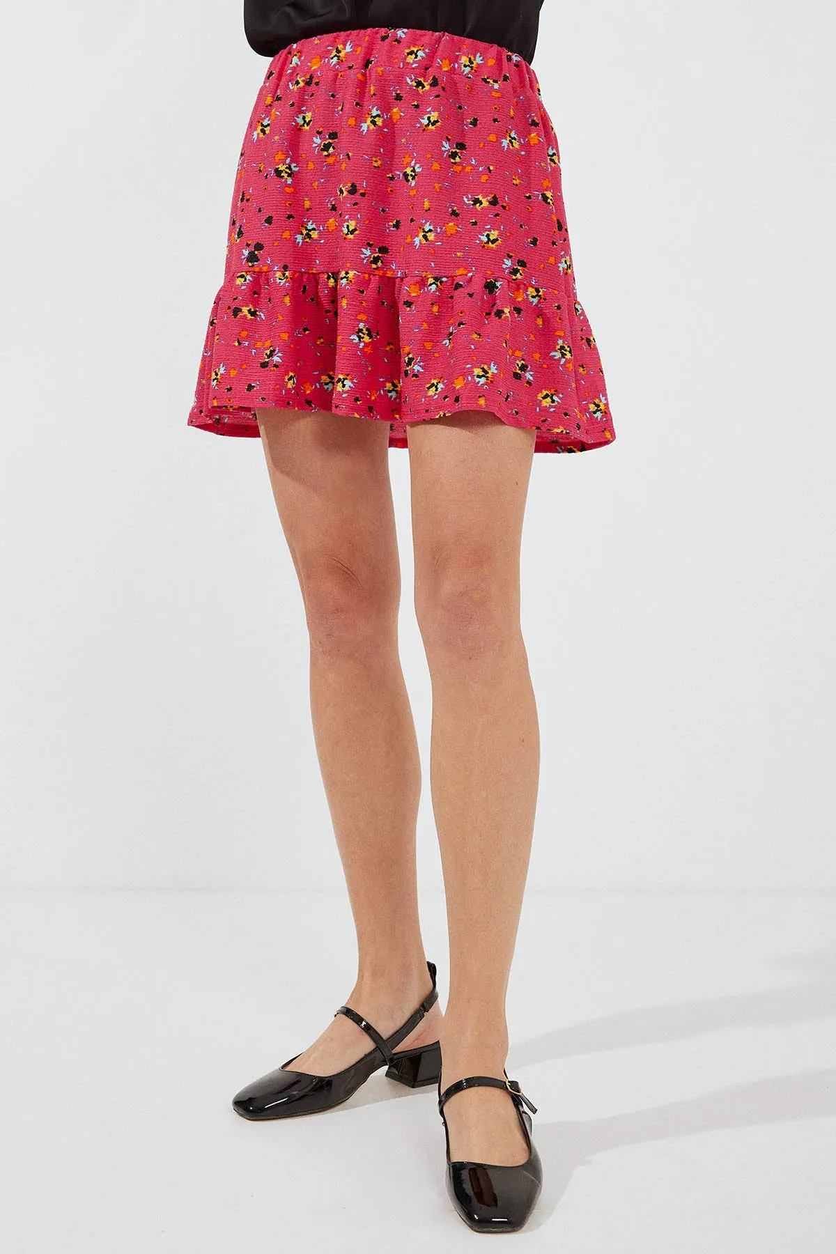 BGD Women Patterned Viscose Mini Skirt - Red - Avondale