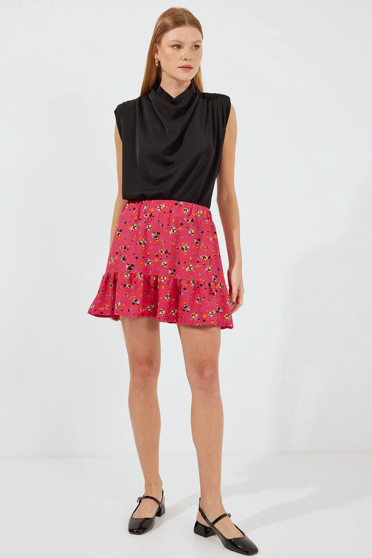 BGD Women Patterned Viscose Mini Skirt - Red - Avondale