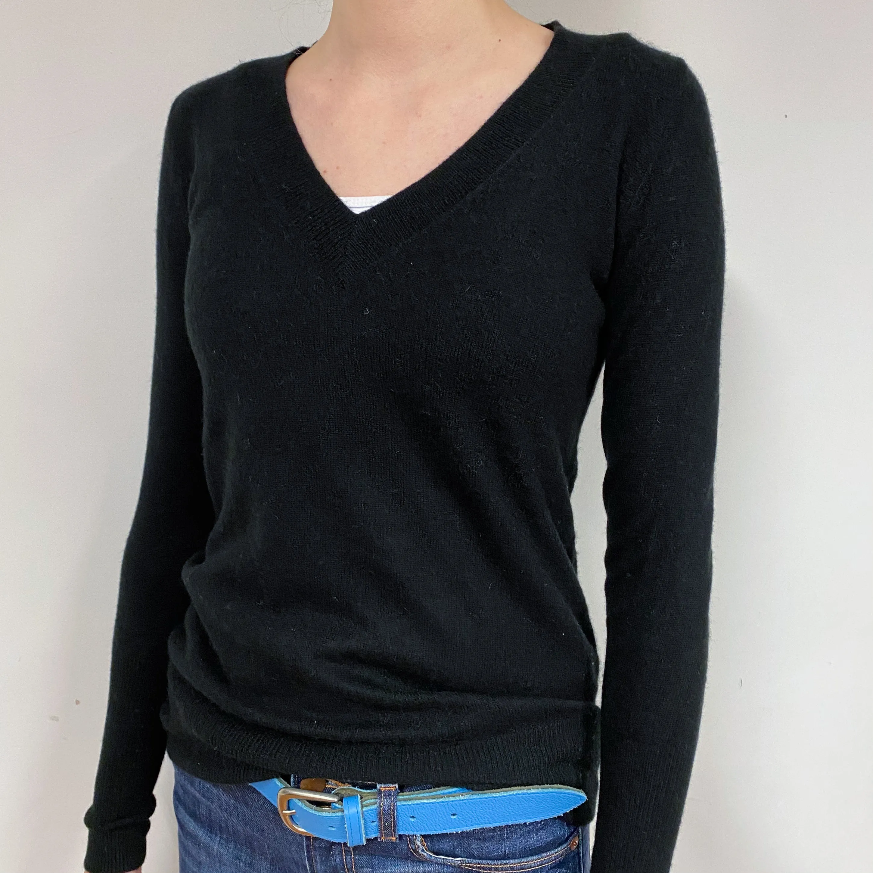 Black Cashmere V-Neck Jumper Extra Small