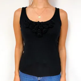 Black Floral Detail Cashmere Vest Small