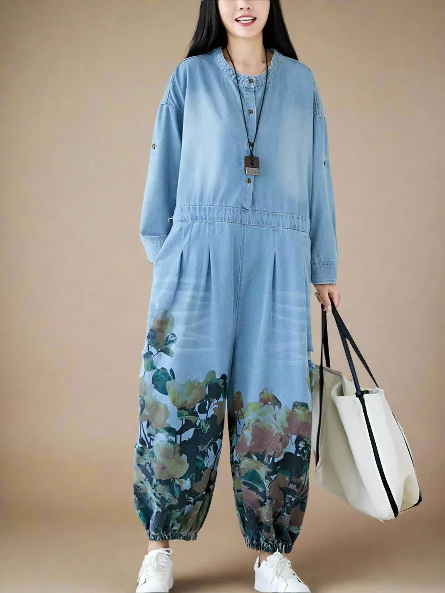 Boho Blossom Denim Overall Dungaree