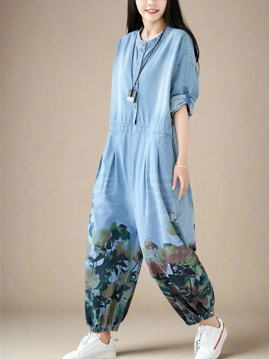 Boho Blossom Denim Overall Dungaree