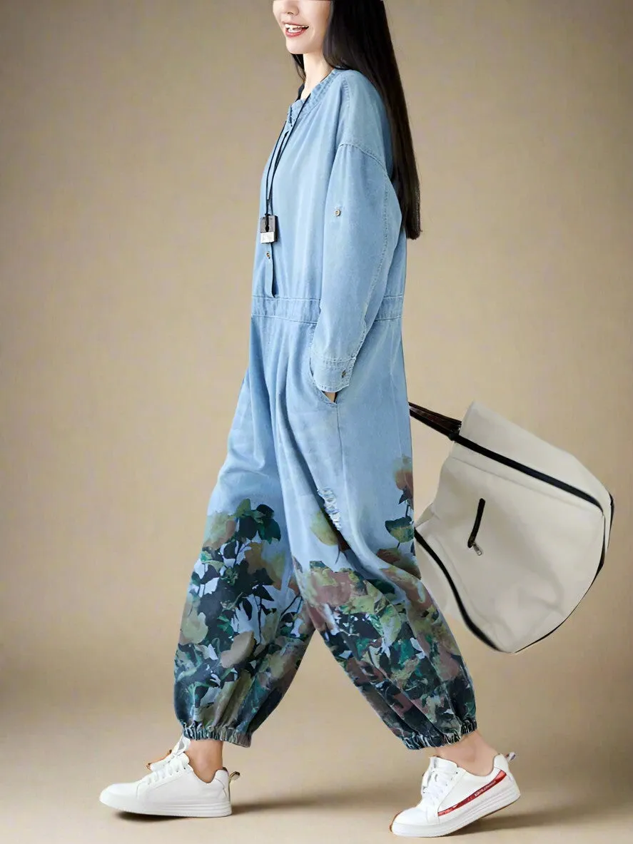 Boho Blossom Denim Overall Dungaree