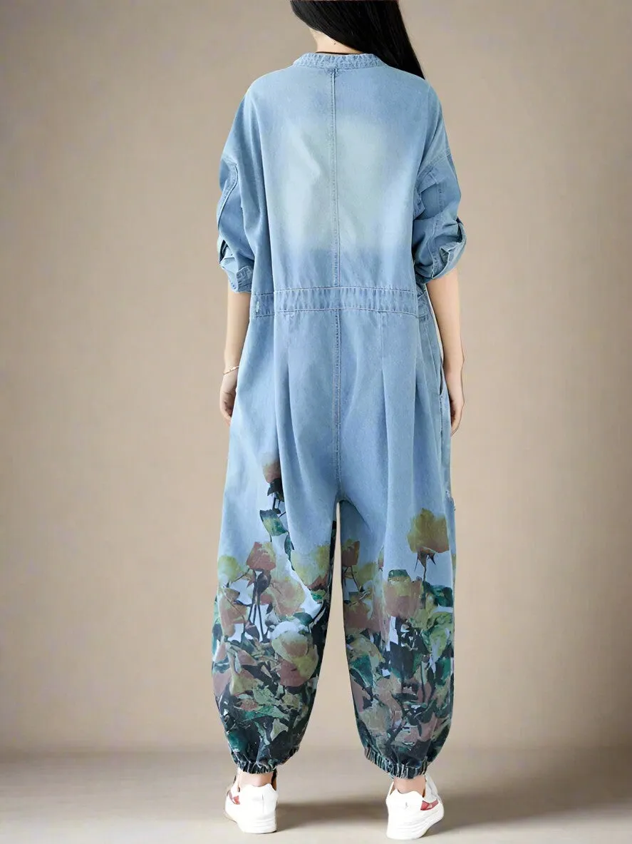 Boho Blossom Denim Overall Dungaree