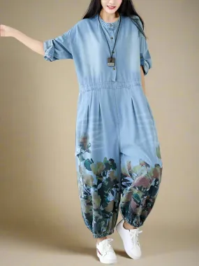 Boho Blossom Denim Overall Dungaree