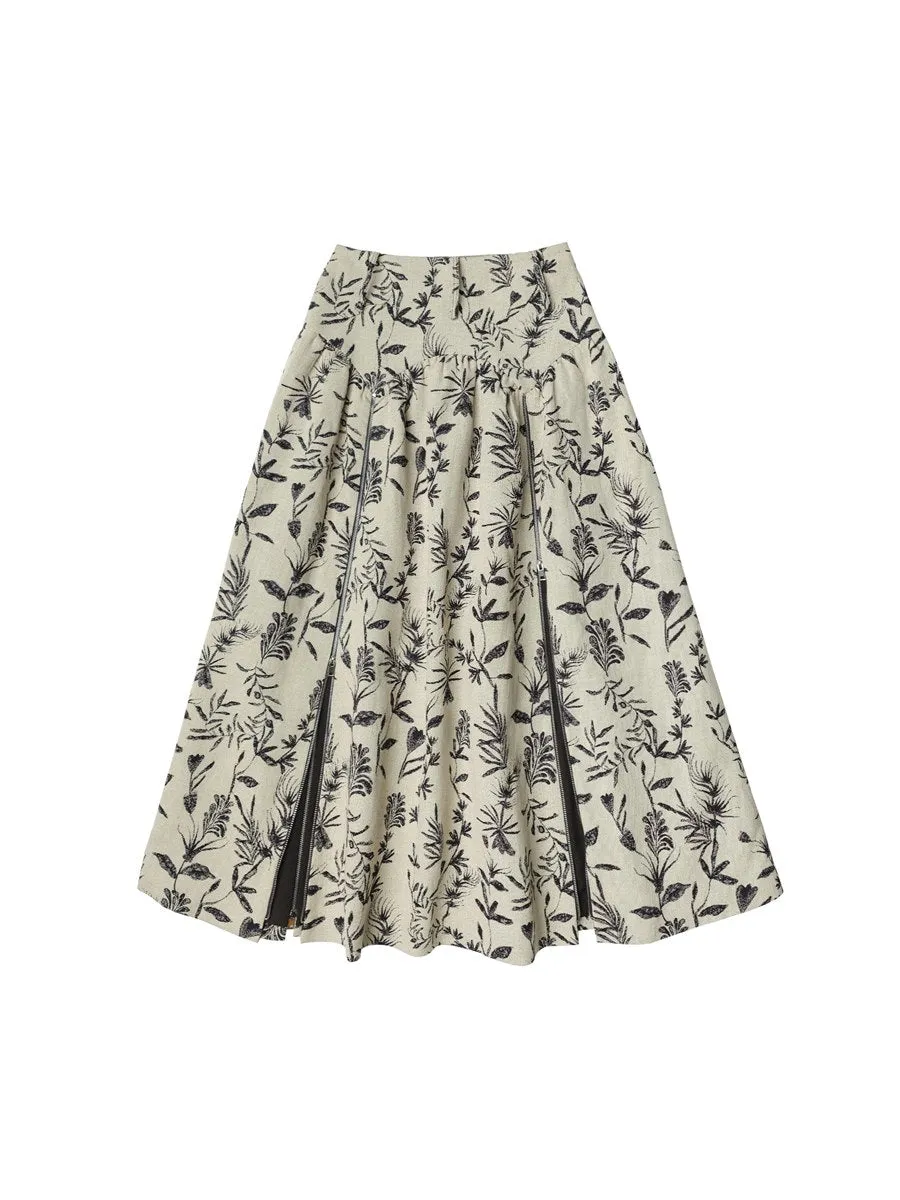 Botanical Retro Classy Slit Skirt
