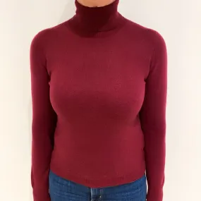 Brick Red Cashmere Polo Neck Jumper Medium