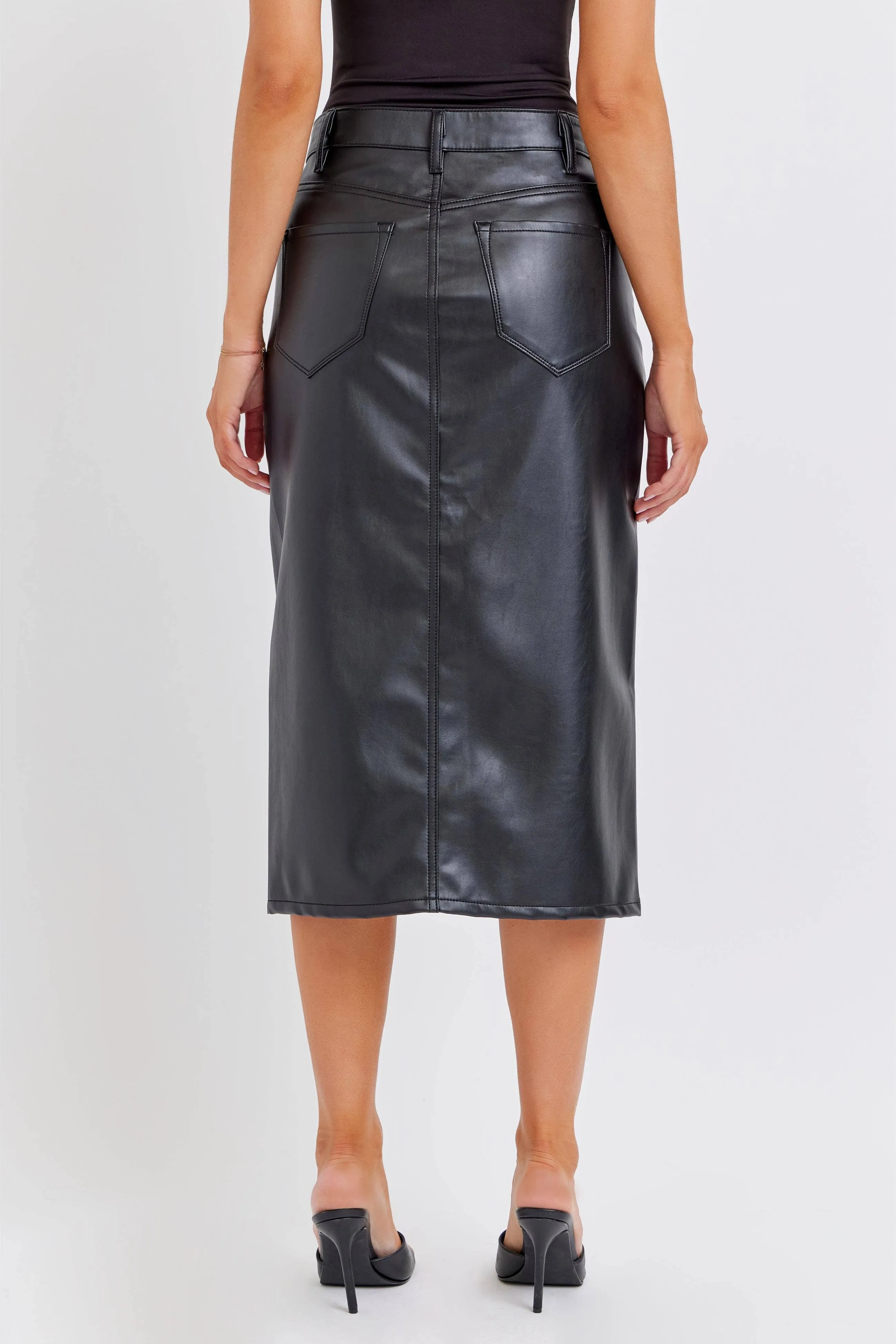 Cello High Rise Midi Skirt with Front Slit/S