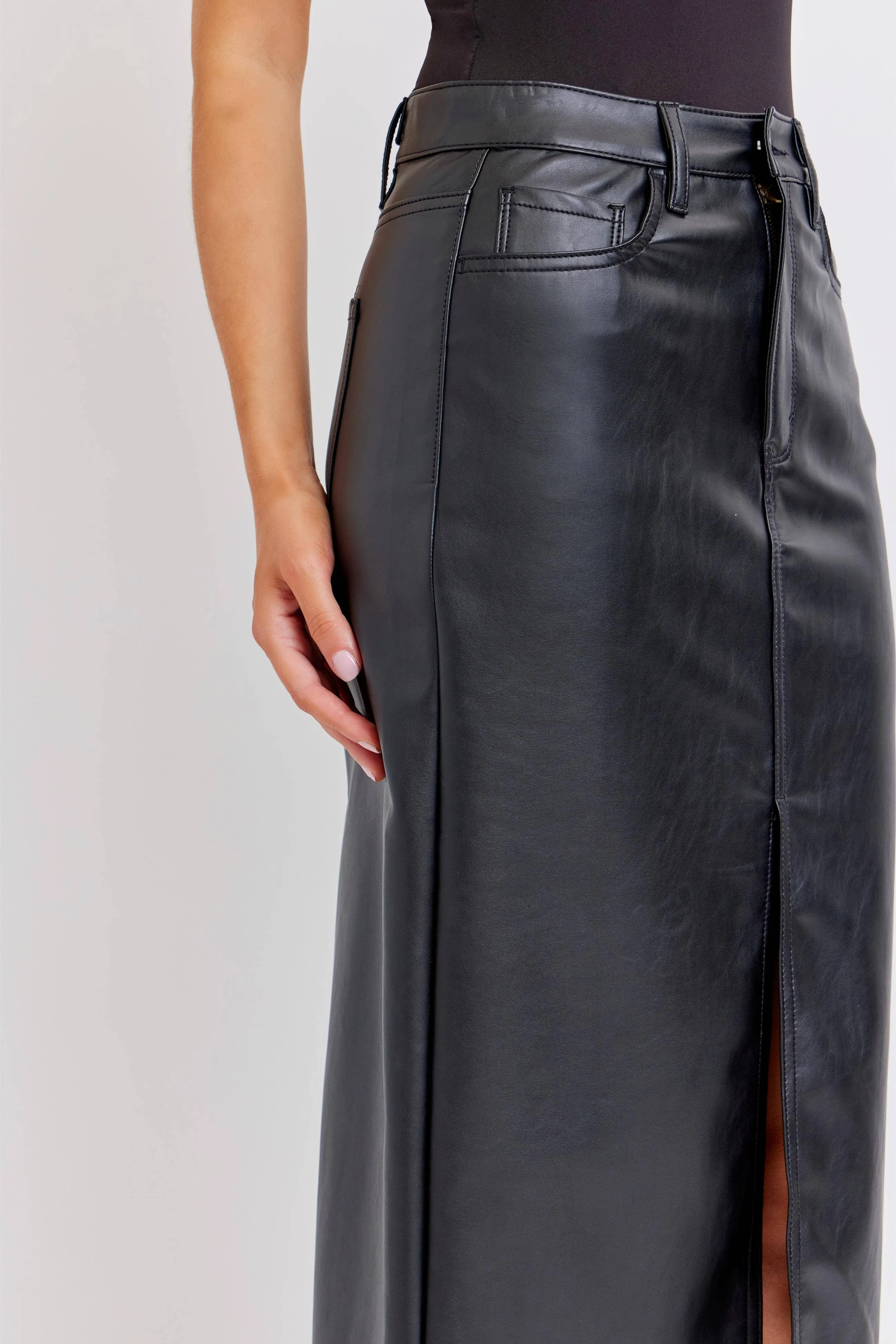 Cello High Rise Midi Skirt with Front Slit/S
