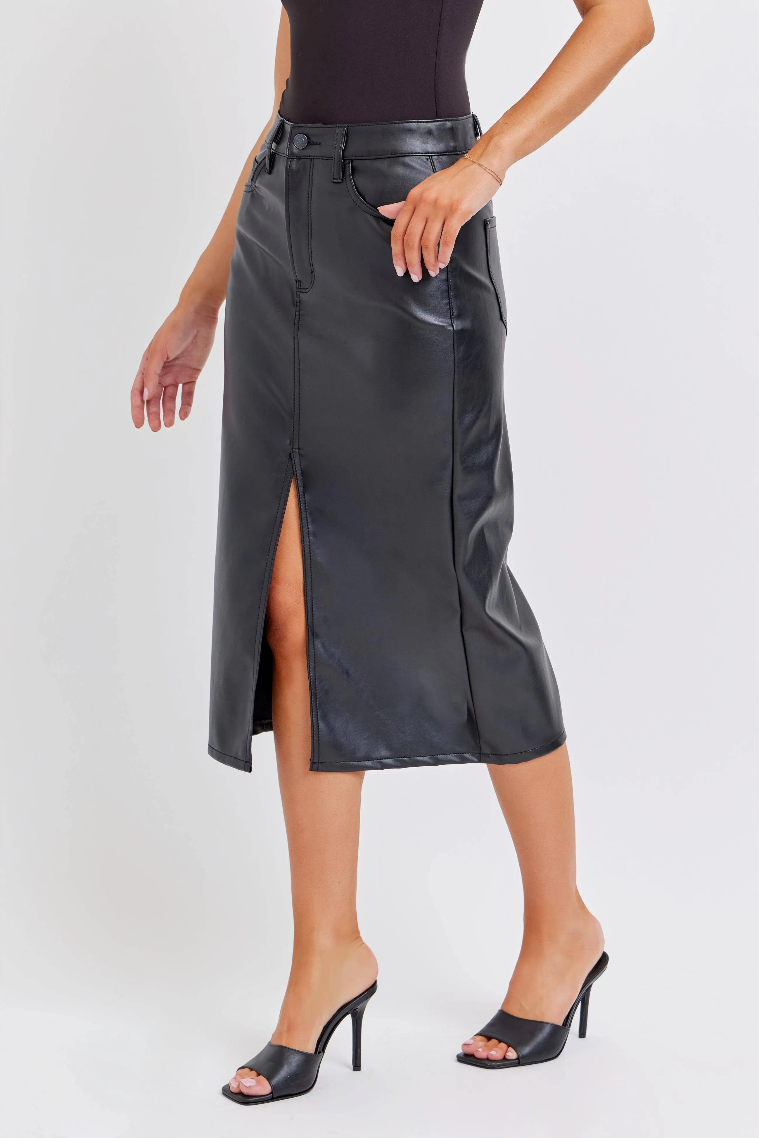 Cello High Rise Midi Skirt with Front Slit/S