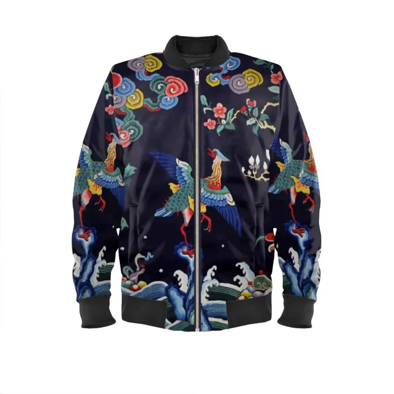 Chinese Edo Print Bomber Jacket (Museum Collection) in either Marbled Velvet, Satin, Jersey or Waterproof Outer