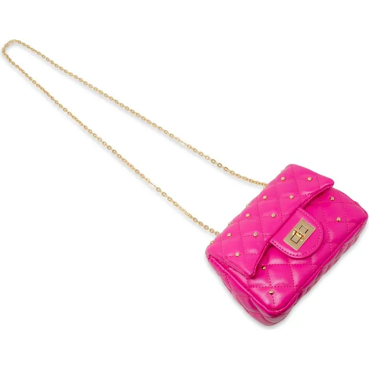 Classic Quilted Stud Mini Bag - Hot Pink