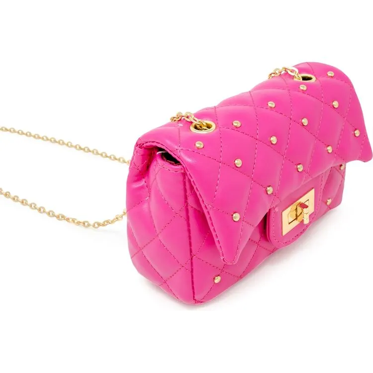Classic Quilted Stud Mini Bag - Hot Pink