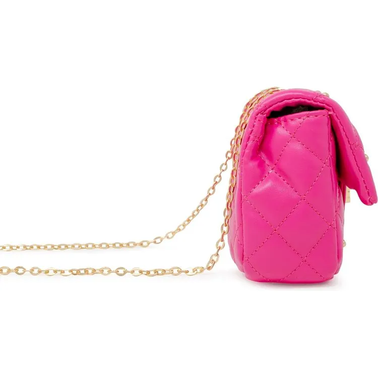 Classic Quilted Stud Mini Bag - Hot Pink