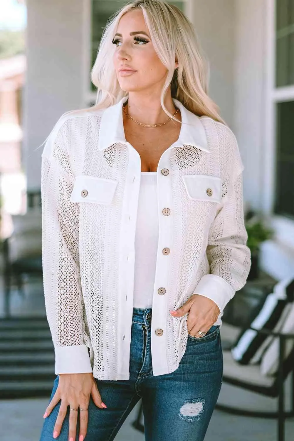 Comfy Fresh Button Down White Shacket