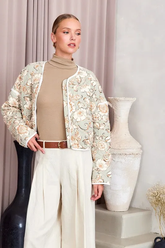 Contrast Binding Quilt Jacket