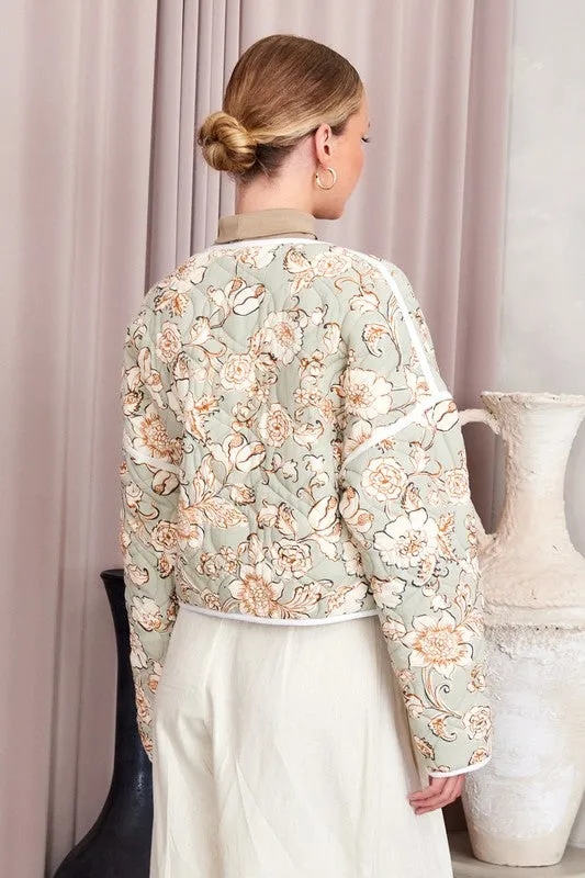 Contrast Binding Quilt Jacket