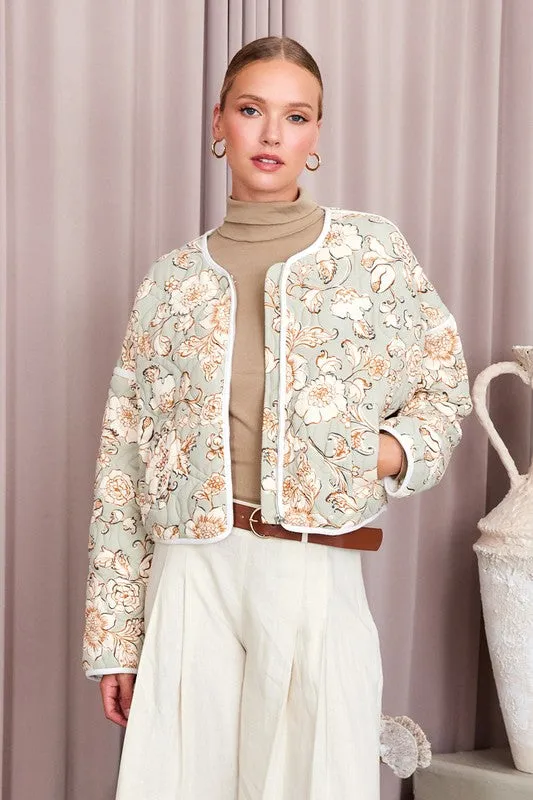 Contrast Binding Quilt Jacket