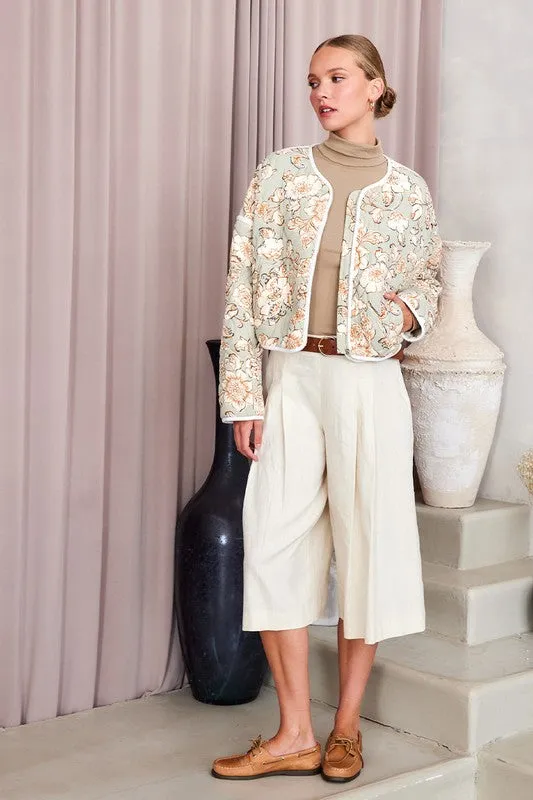 Contrast Binding Quilt Jacket