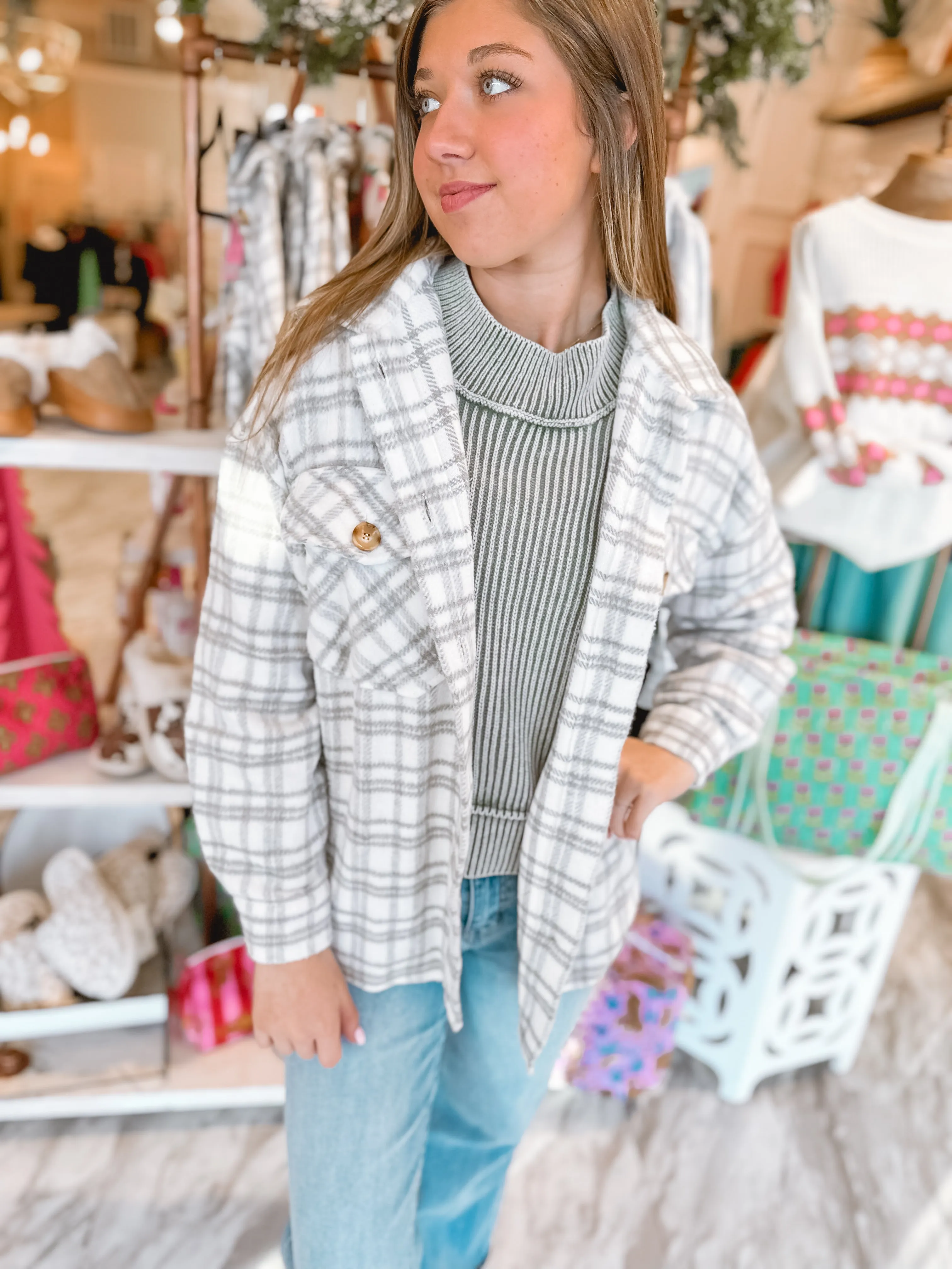 Cool Sense Grey Plaid Shacket