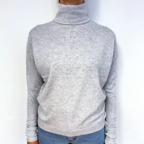 Cos Mist Grey Slouchy Cashmere Polo Neck Jumper Small