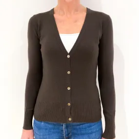 Dark Chocolate Brown Cashmere Cardigan Small