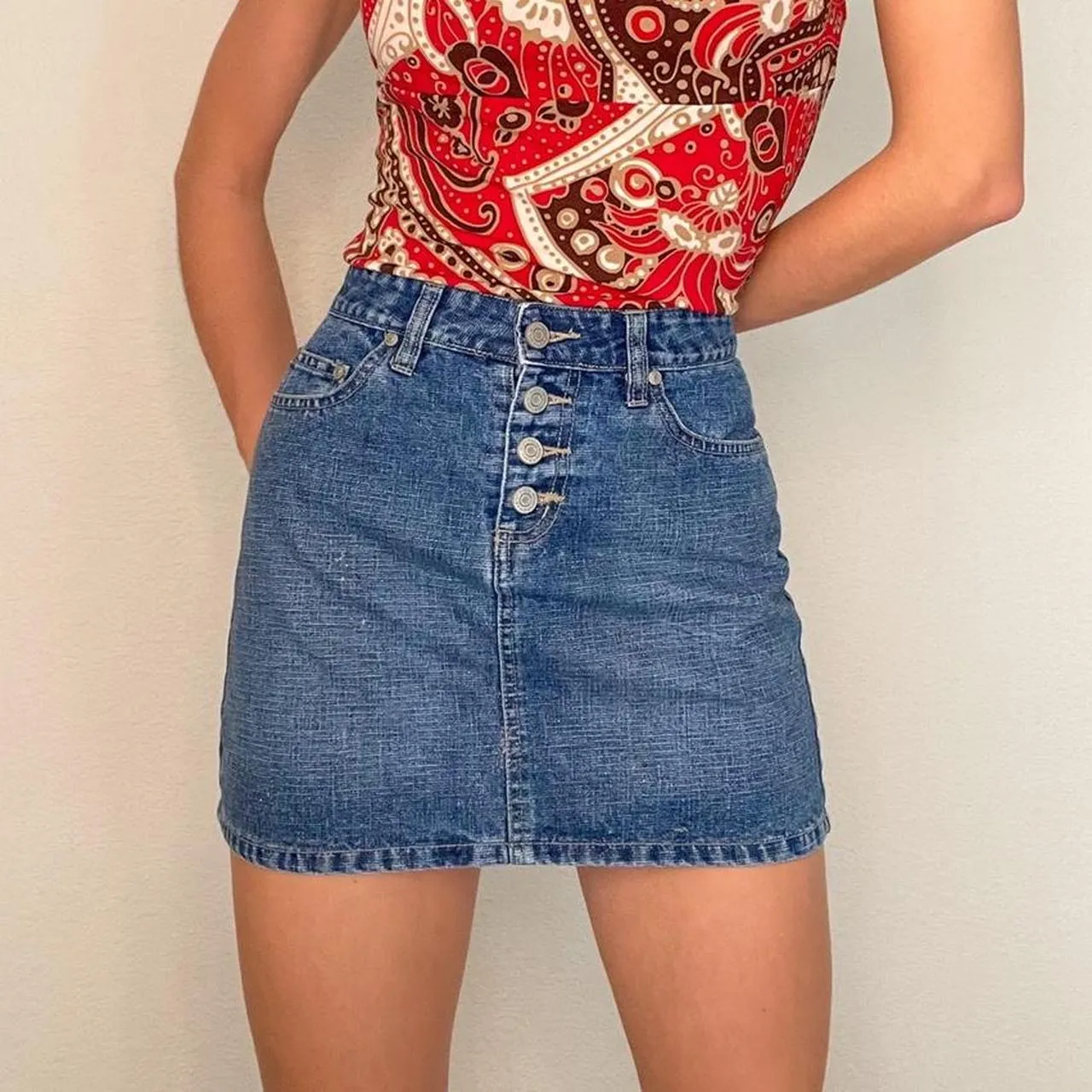 Denim Sparkle Mini Skirt