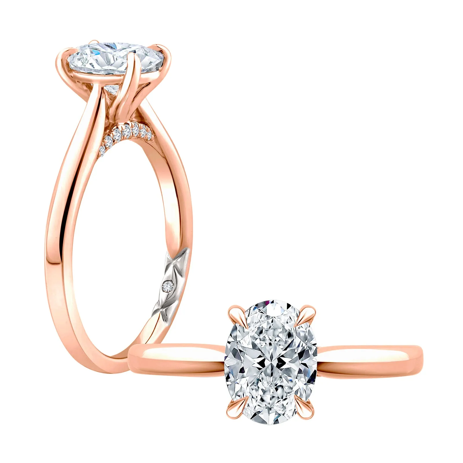 Diamond Semi Mount Ring | 14k Rose with White (1.50ct Head)