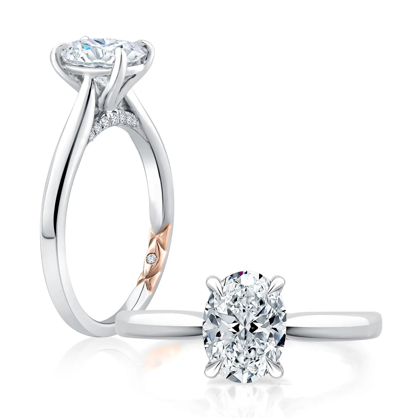 Diamond Semi Mount Ring | 14k White with Rose (1.50ct Head)
