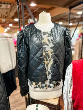 DJ Olympia Black Quilted Leather Jacket |FINAL SALE|
