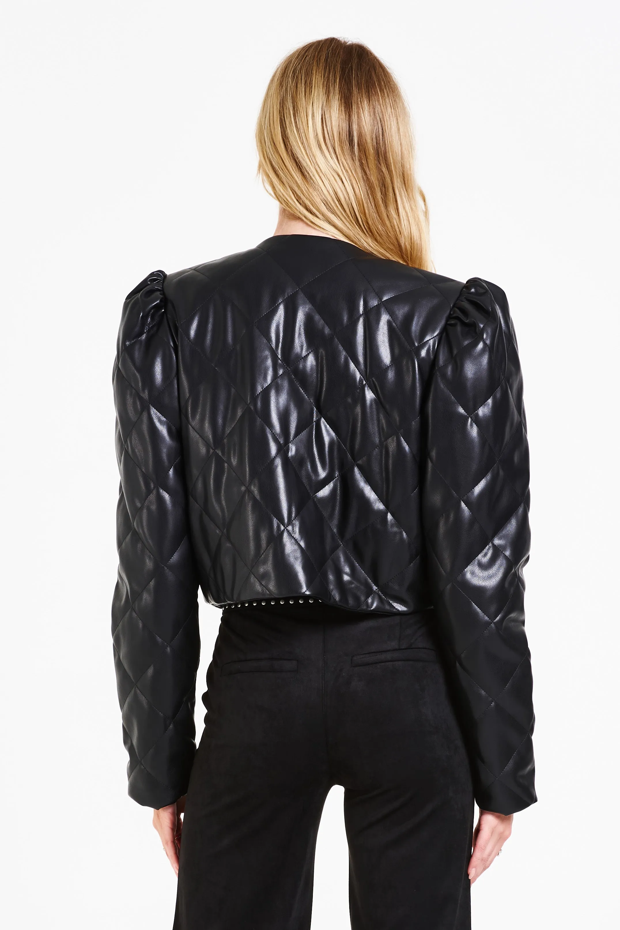 DJ Olympia Black Quilted Leather Jacket |FINAL SALE|