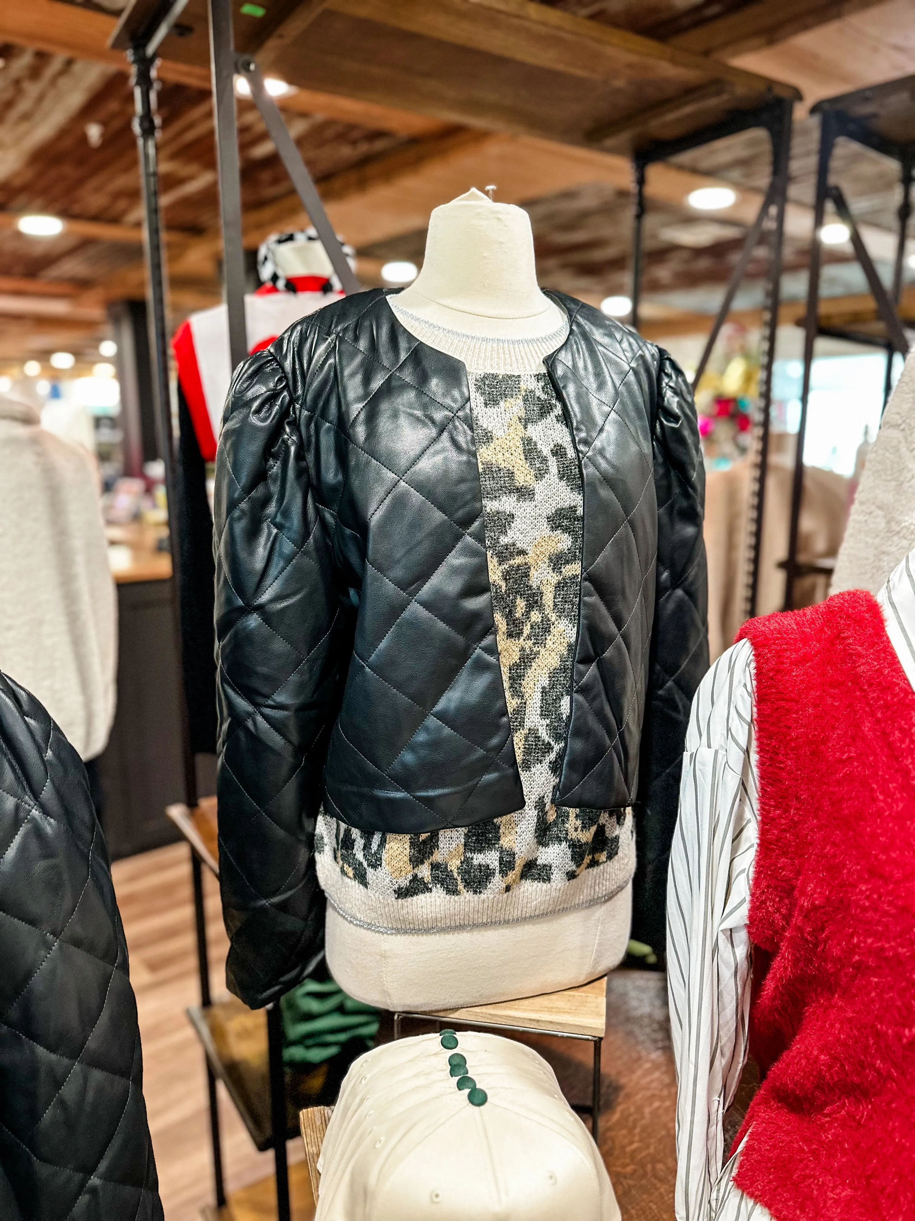 DJ Olympia Black Quilted Leather Jacket |FINAL SALE|
