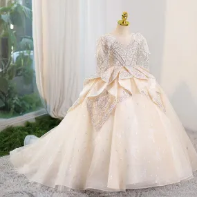 Dreamy Lace Princess Dress Luxurious Lace Ball Gown Elegant Sequin Evening Dress