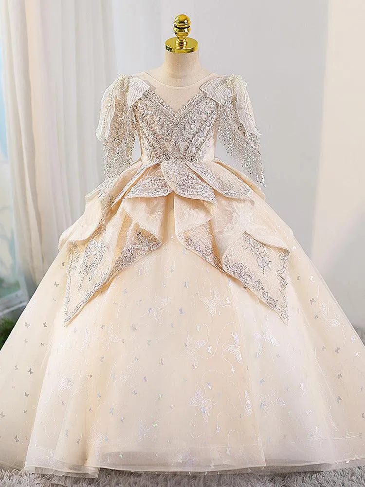 Dreamy Lace Princess Dress Luxurious Lace Ball Gown Elegant Sequin Evening Dress