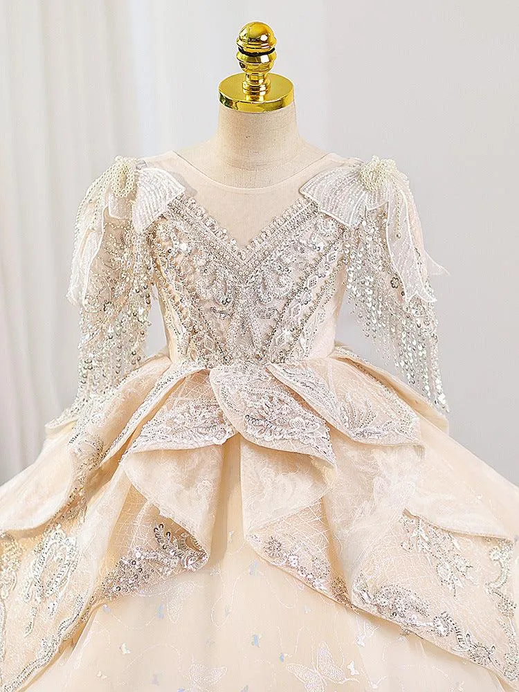 Dreamy Lace Princess Dress Luxurious Lace Ball Gown Elegant Sequin Evening Dress