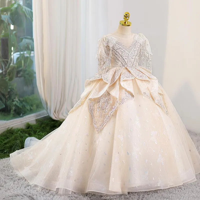 Dreamy Lace Princess Dress Luxurious Lace Ball Gown Elegant Sequin Evening Dress