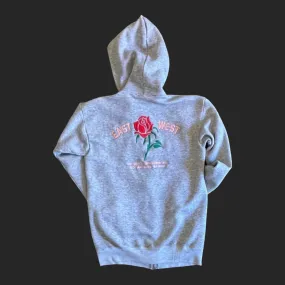 East West Rose Sweatshirt #8.9 Heather Grey Zip Hoodie M