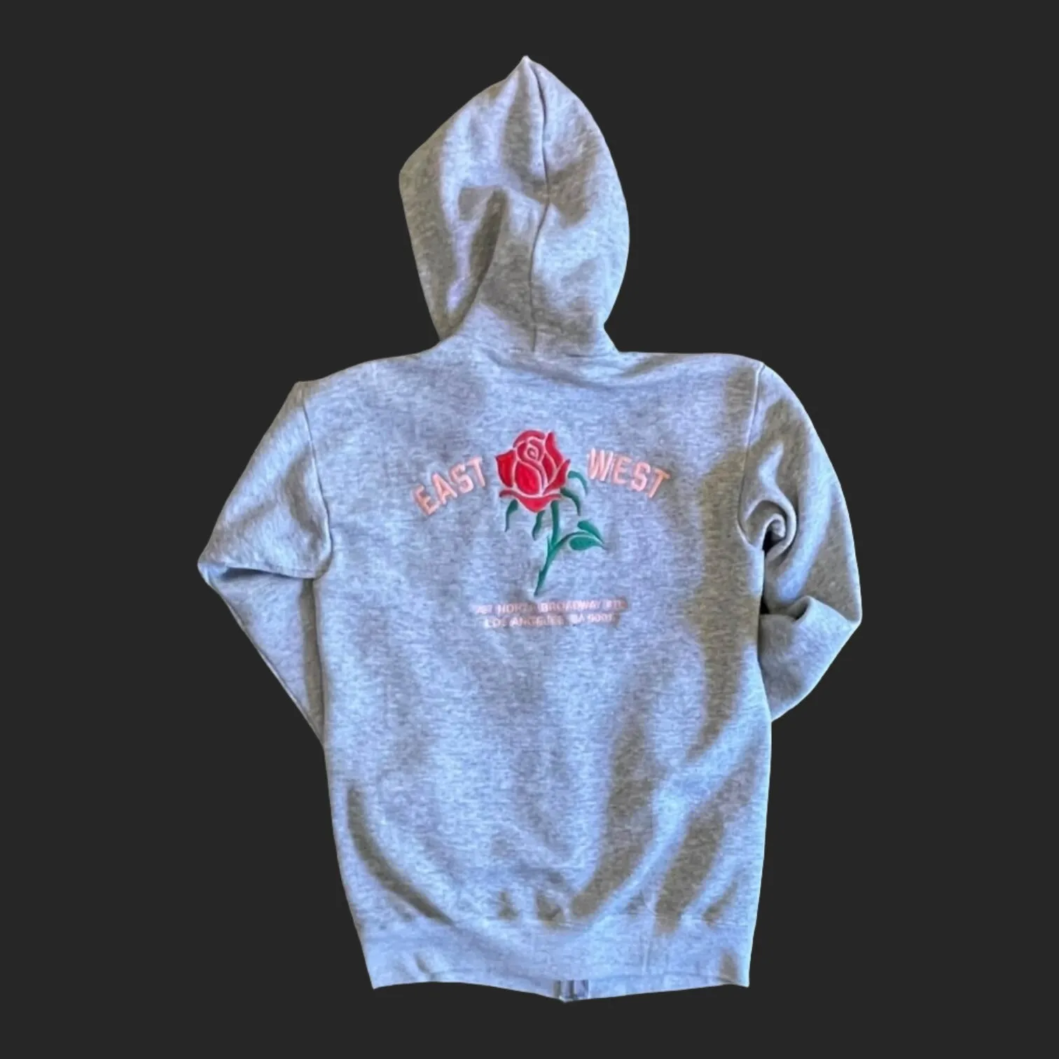 East West Rose Sweatshirt #8.9 Heather Grey Zip Hoodie M