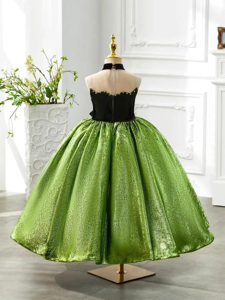 Elegant Black and Green Dress Trendy Black Top with Sparkle Skirt