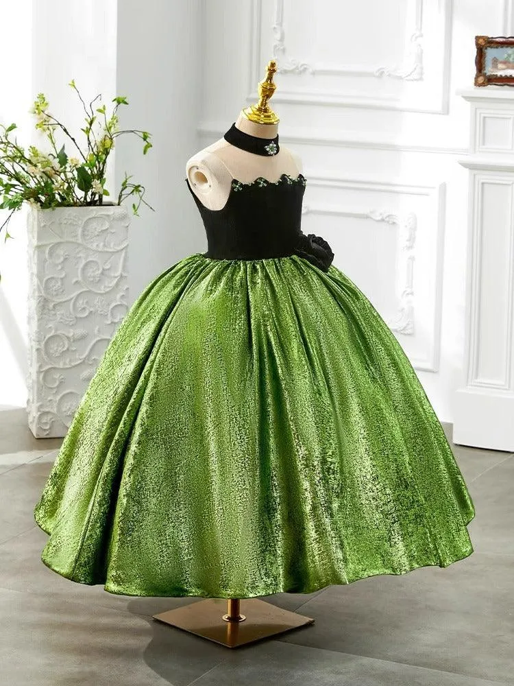 Elegant Black and Green Dress Trendy Black Top with Sparkle Skirt