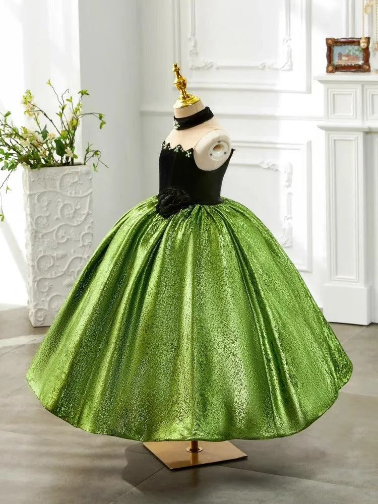 Elegant Black and Green Dress Trendy Black Top with Sparkle Skirt